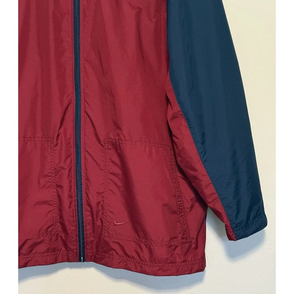 Vintage Men's Nike Tracksuit XL Maroon Blue Colorblock Windbreaker Pants Y2K